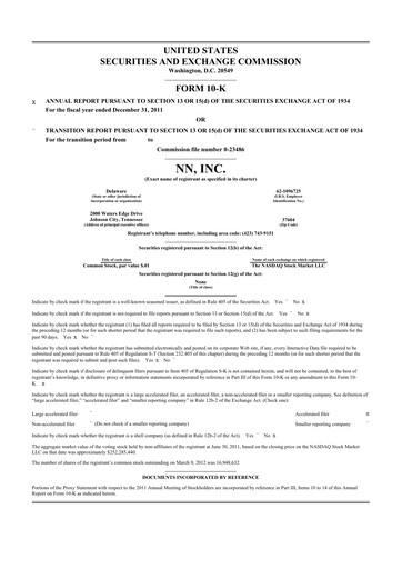 Thumbnail NN, Inc.
 10-K Annual Report 2011