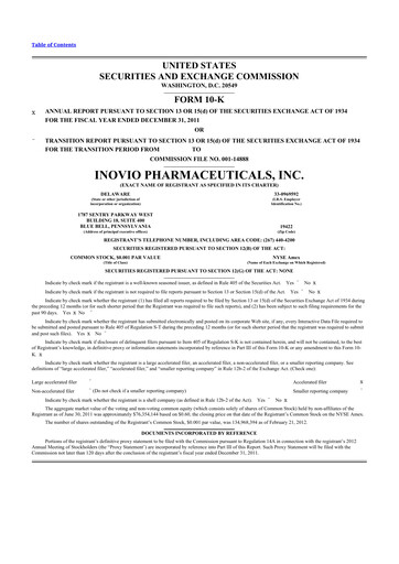 Thumbnail Inovio Pharmaceuticals 10-K Annual Report 2011