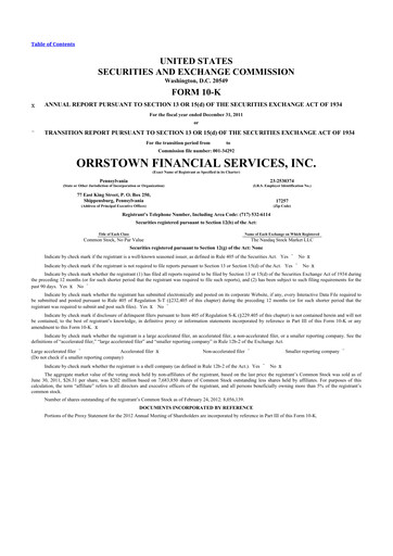 Thumbnail Orrstown Financial Services 10-K Annual Report 2011