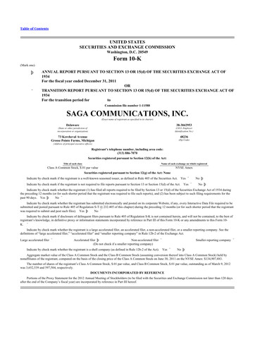 Thumbnail Saga Communications 10-K Annual Report 2011