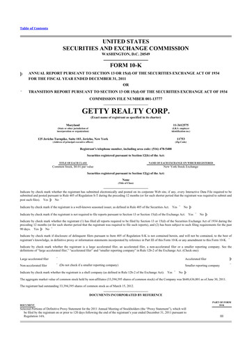 Thumbnail Getty Realty 10-K Annual Report 2011