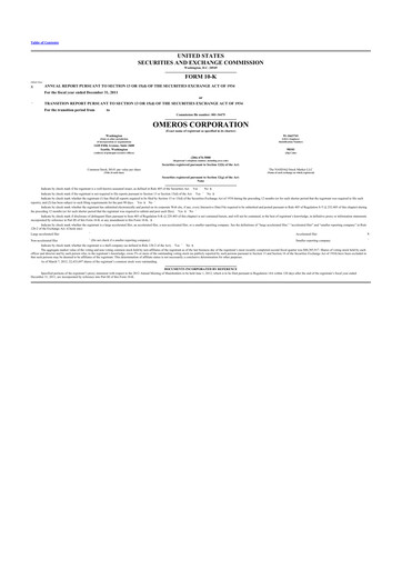 Thumbnail Omeros Corporation 10-K Annual Report 2011