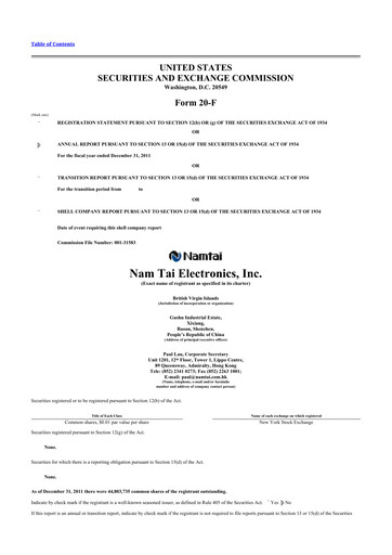 Thumbnail Nam Tai Property 20-F Annual Report 2011