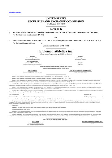 Thumbnail lululemon athletica 10-K Annual Report 2012