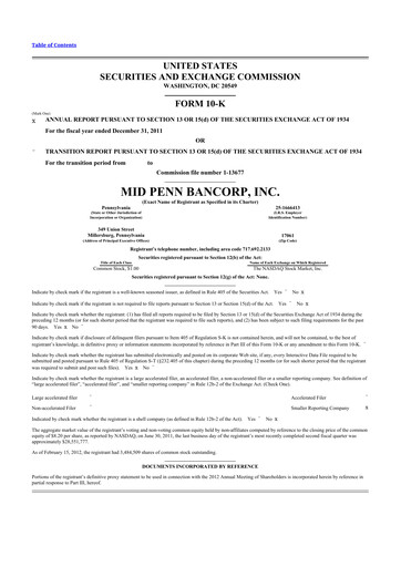 Thumbnail Mid Penn Bancorp 10-K Annual Report 2011