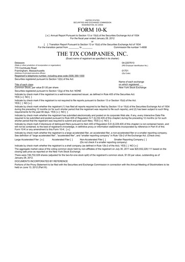 Thumbnail TJX Companies 10-K Annual Report 2012