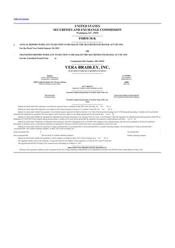 Thumbnail Vera Bradley
 10-K Annual Report 2012