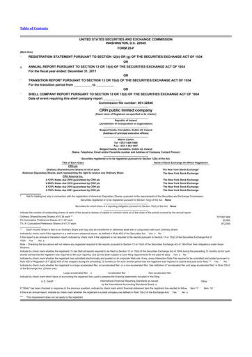 Thumbnail Cement Roadstone Holding
 20-F Annual Report 