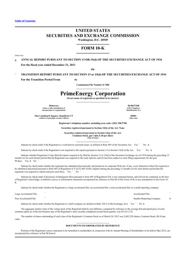 Thumbnail PrimeEnergy Resources 10-K Annual Report 2011