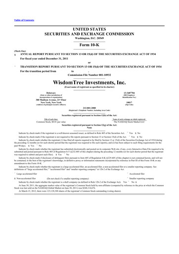 Thumbnail WisdomTree
 10-K Annual Report 2011