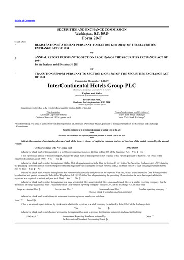 Thumbnail InterContinental Hotels Group
 20-F Annual Report 