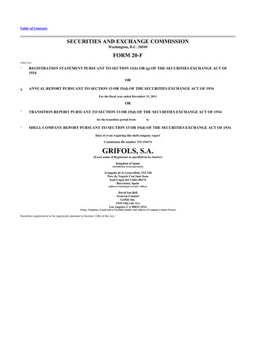 Thumbnail Grifols 20-F Annual Report 