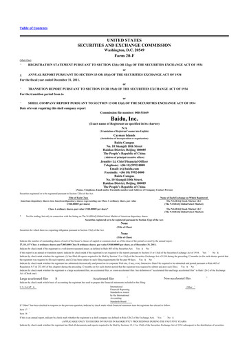 Thumbnail Baidu 20-F Annual Report 2011