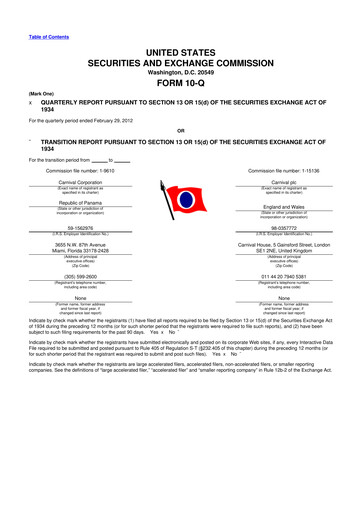 Thumbnail Carnival Corporation 10-Q Quarterly Report FY 