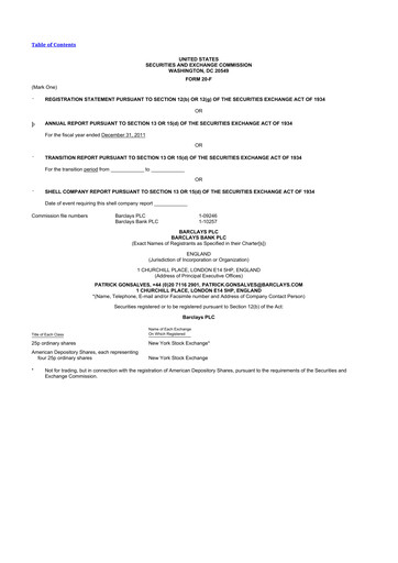 Vorschaubild Barclays 20-F Jahresbericht 