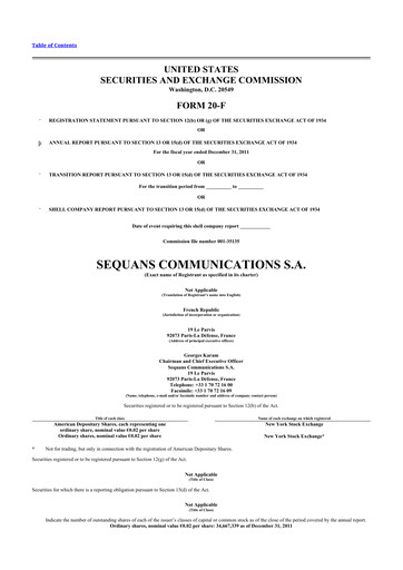 Thumbnail Sequans Communications 20-F Annual Report 