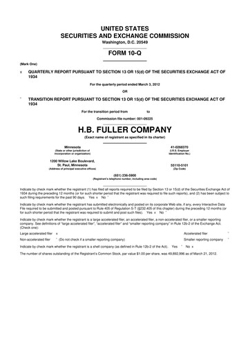 Thumbnail H.B. Fuller
 10-Q Quarterly Report FY 