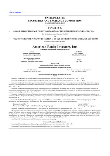 Vorschaubild American Realty Investors 10-K Jahresbericht 2011