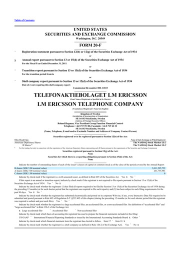 Vorschaubild Ericsson 20-F Jahresbericht 