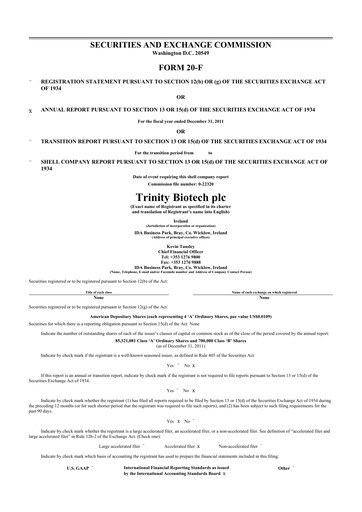 Thumbnail Trinity Biotech
 20-F Annual Report 