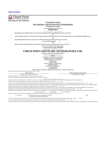 Thumbnail Check Point Software 20-F Annual Report 2011