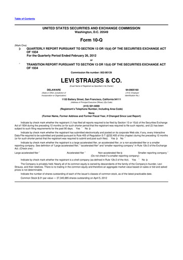 Thumbnail Levi Strauss & Co. 10-Q Quarterly Report FY2012 