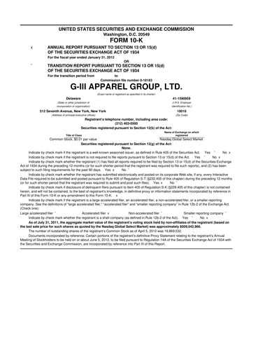 Vorschaubild G-III Apparel Group 10-K Jahresbericht 2012