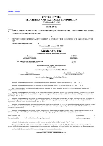 Thumbnail Kirkland's 10-K Annual Report 2011