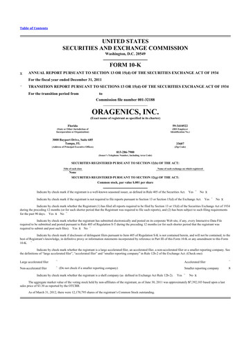 Vorschaubild Oragenics 10-K Jahresbericht 2011