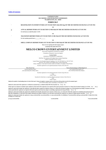 Thumbnail Melco Resorts & Entertainment 20-F Annual Report 2011