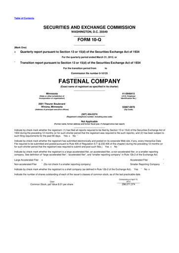 Thumbnail Fastenal 10-Q Quarterly Report FY2012 