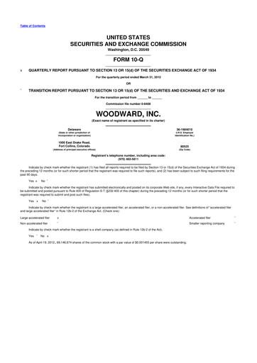 Thumbnail Woodward 10-Q Quarterly Report FY2012 