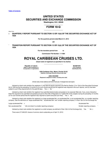 Vorschaubild Royal Caribbean Group 10-Q Quartalsbericht  