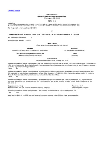 Thumbnail Owens Corning
 10-Q Quarterly Report FY2012 