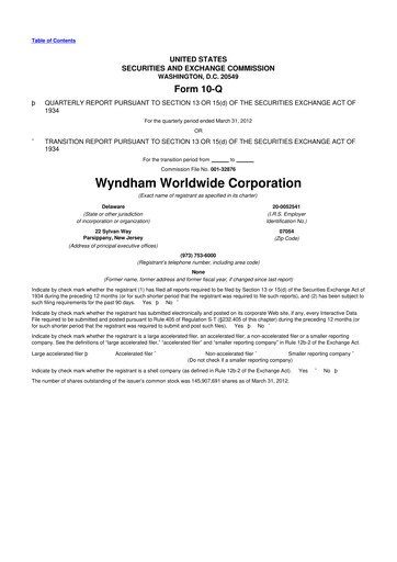 Miniature Travel + Leisure 10-Q Rapport trimestriel 2012 