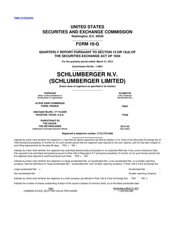 Thumbnail SLB (Schlumberger) 10-Q Quarterly Report FY2012 