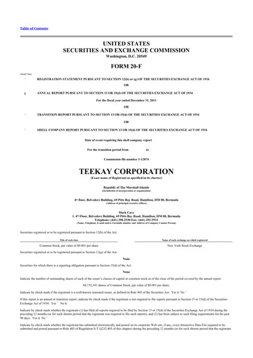 Thumbnail Teekay 20-F Annual Report 2011