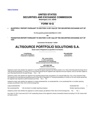 Vorschaubild Altisource Portfolio Solutions
 10-Q Quartalsbericht 2012 