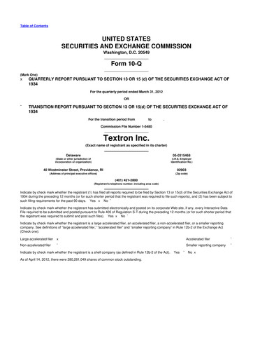 Thumbnail Textron 10-Q Quarterly Report FY2012 