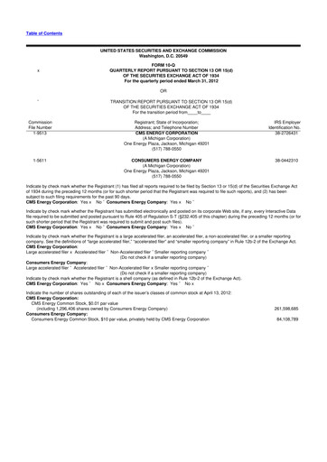 Thumbnail CMS Energy
 10-Q Quarterly Report FY2012 