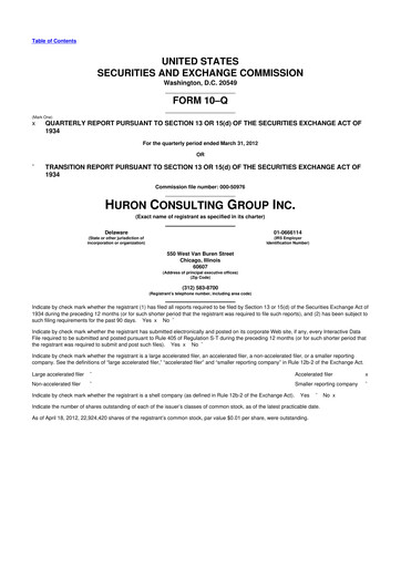 Thumbnail Huron Consulting 10-Q Quarterly Report FY2012 