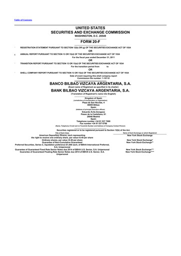 Vorschaubild Banco Bilbao Vizcaya Argentaria 20-F Jahresbericht 