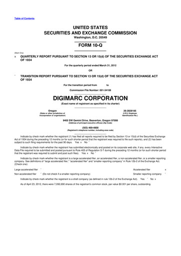 Thumbnail Digimarc
 10-Q Quarterly Report FY2012 