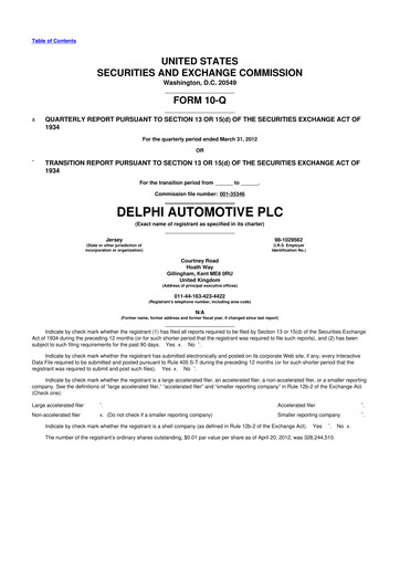 Vorschaubild Aptiv 10-Q Quartalsbericht 2012 