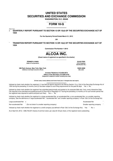 Thumbnail Howmet Aerospace
 10-Q Quarterly Report FY2012 