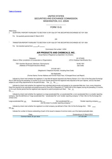 Thumbnail Air Products and Chemicals 10-Q Quarterly Report FY2012 