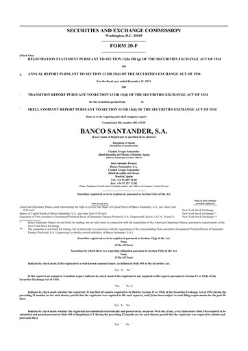 Thumbnail Santander 20-F Annual Report 