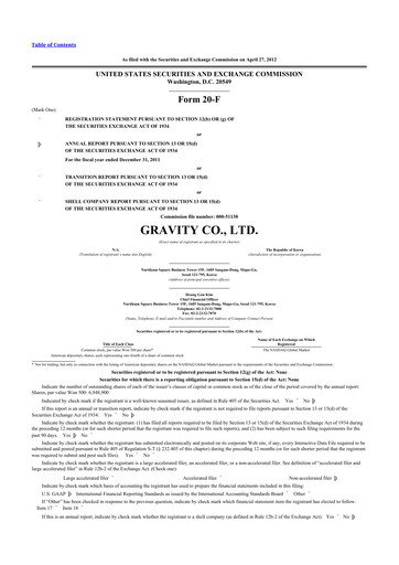 Thumbnail Gravity Co. 20-F Annual Report 