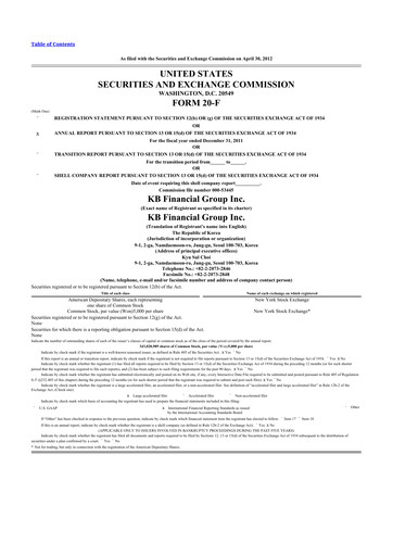 Thumbnail KB Financial Group 20-F Annual Report 