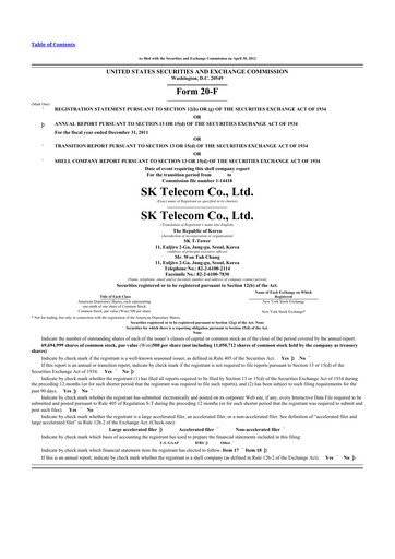 Miniature SK Telecom 20-F Rapport annuel 